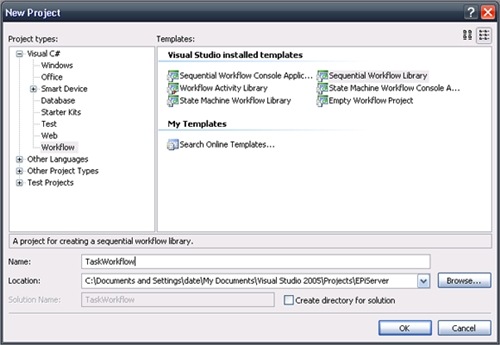 Creating a workflow project.